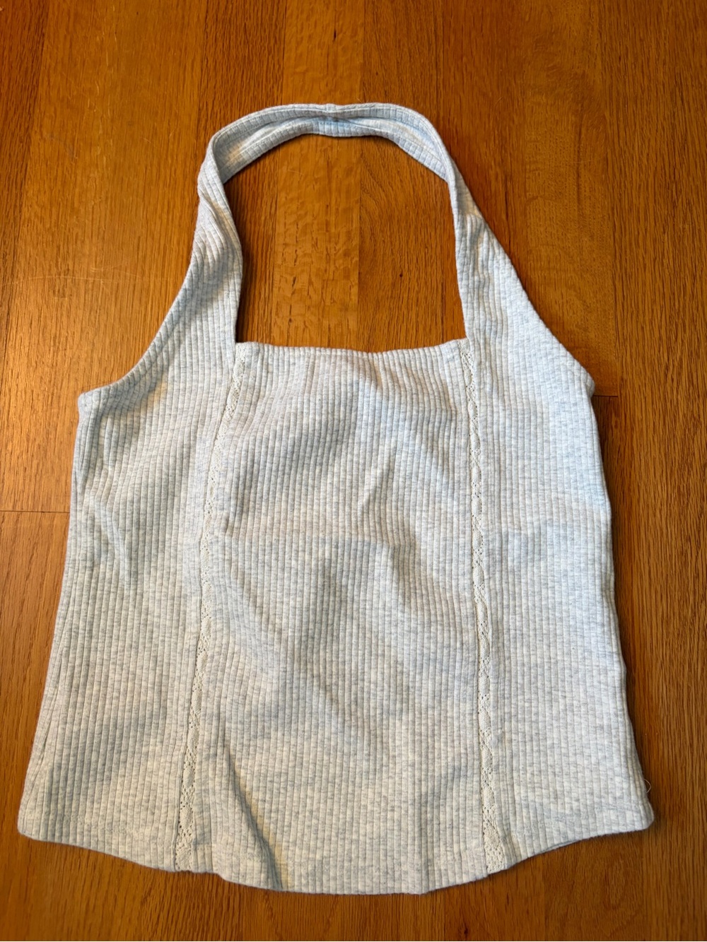 American Eagle Outfitters Light Gray Ribbed Shoulder Tote